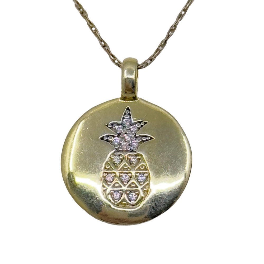 CharmBar sterling silver cubic zirconia Stay Golden pineapple pendant - GM706